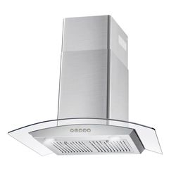 New Open box 30" Stainless Steel Wall Mount Range Hood with Push Button Controls, Glass Visor