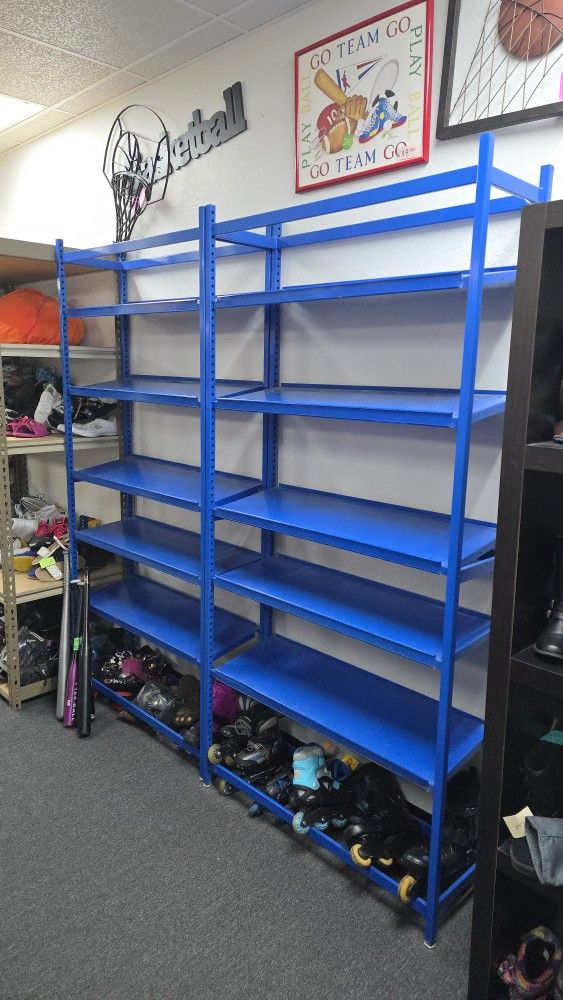 Blue Metal Display Shelf Rack