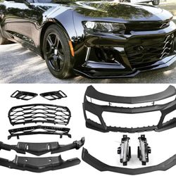For 16-18 Chevy Camaro ZL1 Style Front Bumper Cover Conversion w/ DRL Fog Light