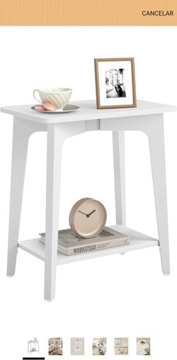 White Two-Tier Side End Table