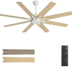 64 Inch Ceiling Fan without Light - 8 Plywood Blades, 6-Speed Reversible DC Motor, Noiseless Remote Control Ceiling Fan No Light for Bedroom Living Ro