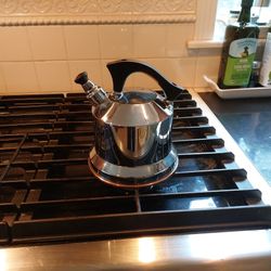 Vintage Chrome Plated Copper Tea Kettle