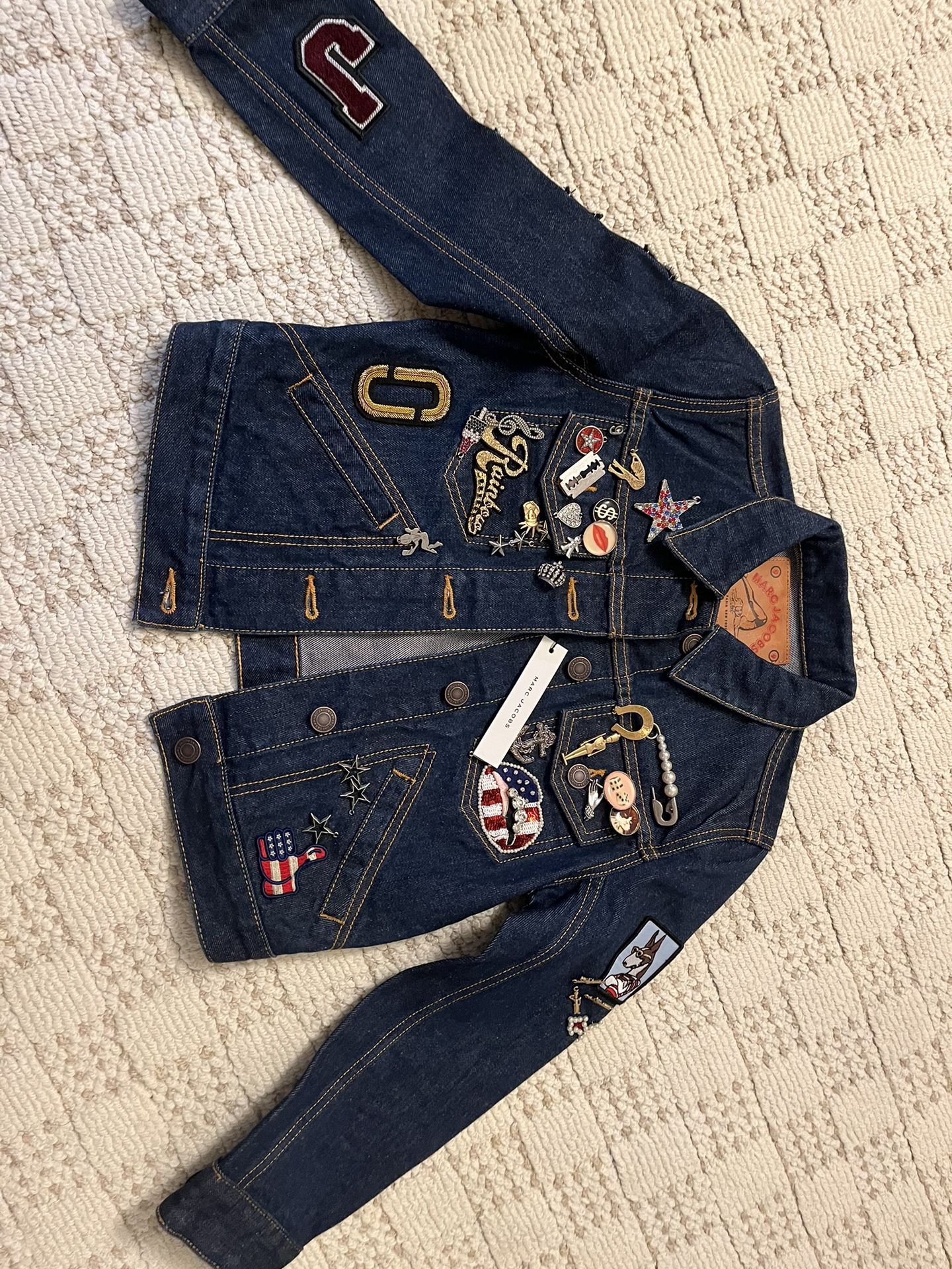 Marc Jacobs Studded Patch Embroidered Denim Jacket