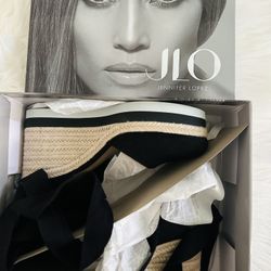 J LO ESPADRILLE WEDGE SANDAL, SIZE 6.5