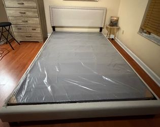 Queen bed frame with headboard