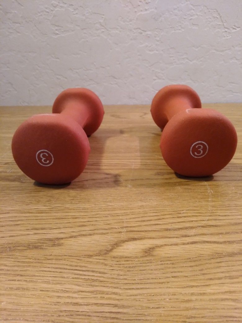 Two Pink 3 Pounds Dumbbells 