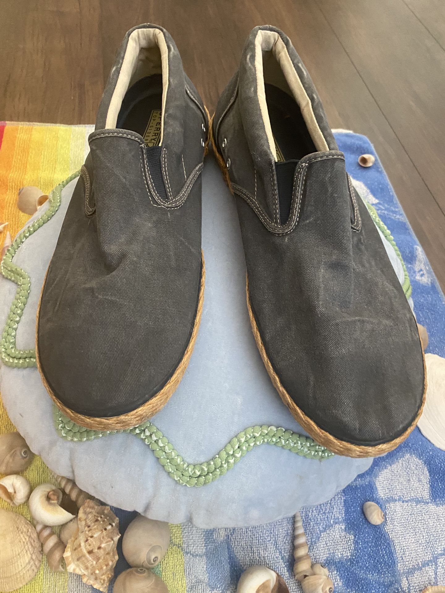 SPERRY TOP SIDER Boat Shoes Size 12M Canvas Blue Slip-On