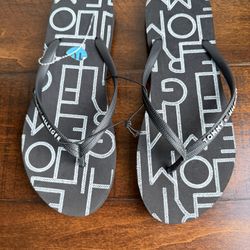 TOMMY HILFIGER  Black White  Flip Flops Women’s Size 10