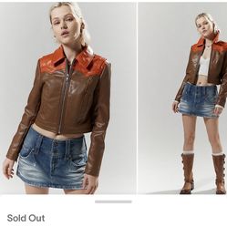 Urban Outfitters Silence + Noise Mariah Faux Leather Western Jacket