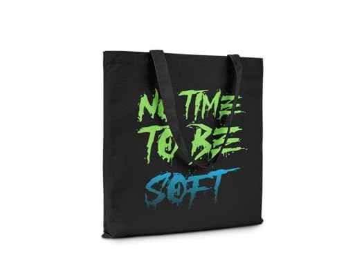 No Time Black Canvas Tote Bag, Motivational Quote Design