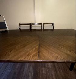 Dark Wood Extendable Dining Table with Chairs