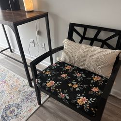 Refurbished Black And Floral Chair