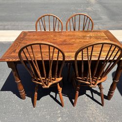 Gorgeous Vintage All Wood Dining Table And Chairs 