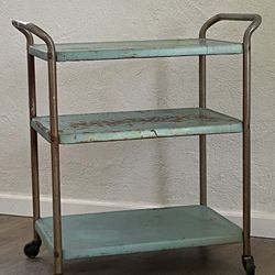 Vintage Cosco Three-Tier Metal Rolling Utility Cart