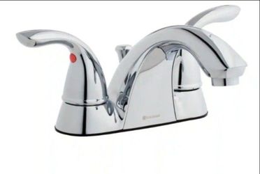Glacier Bay Builders 4 in. Centerset Double Handle Low-Arc Bathroom Faucet in Chrome