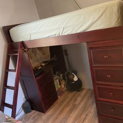 Desk Bunk With Padded Twin Bed 