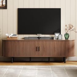 70.8" TV Stand with Power Outlet & Storage for TVs up to 75” Walnut