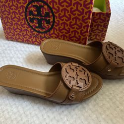 Tory Burch Leather Wedge Sandal Shoes