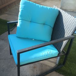 Black Metal Rocking Patio Chairs with Cushions and Covers