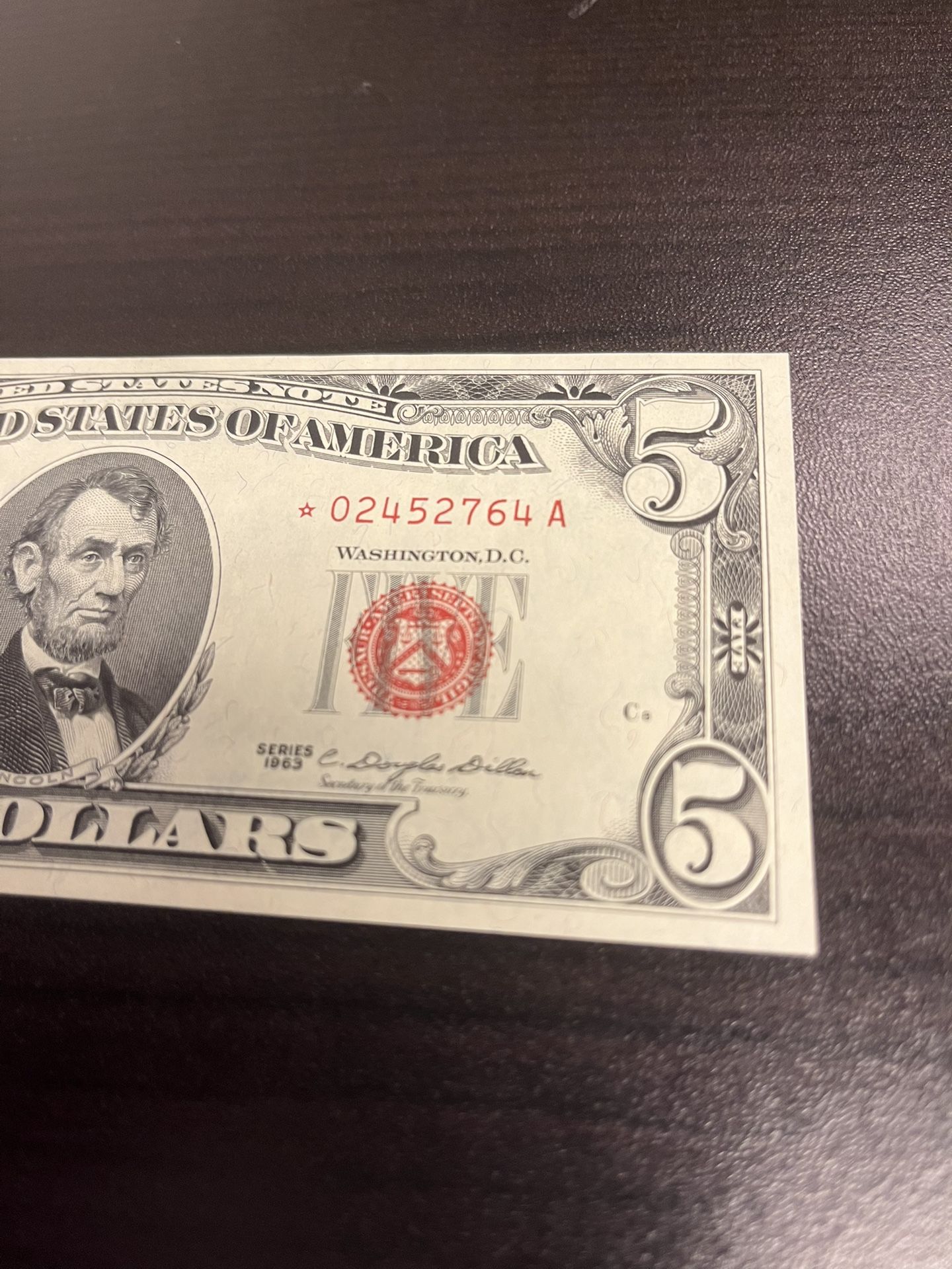 1963 $5 Red Seal STAR ⭐️ NOTE Hard To Get In This Condition