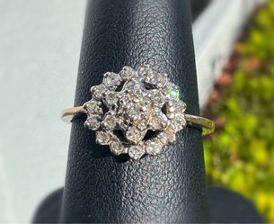Jewelry Antique 10k solid yellow gold natural diamond 0.30CTW flower shape ring sz 6.50
