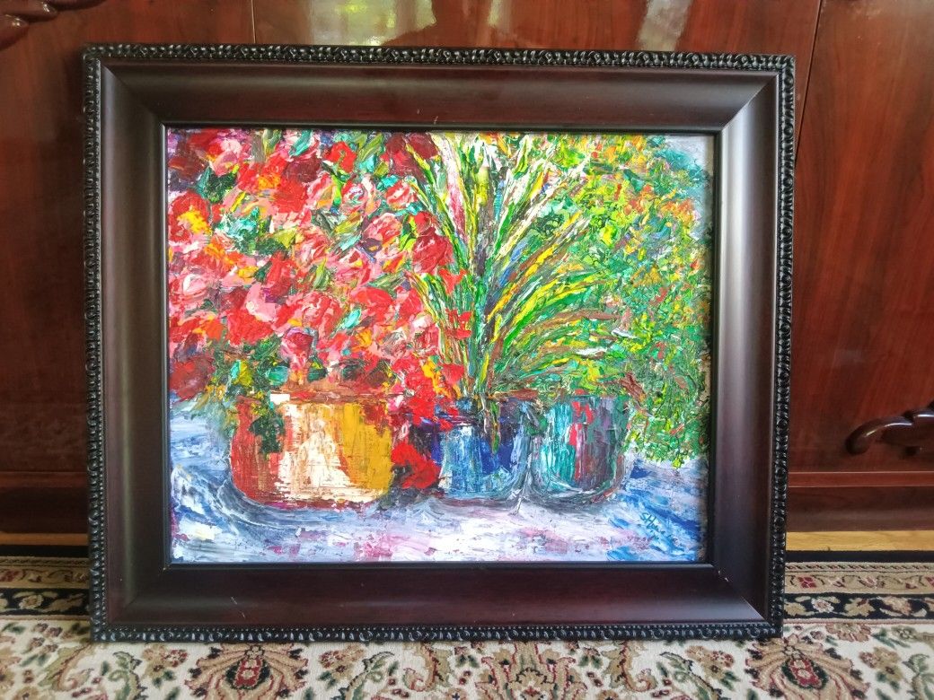 Simone Howell Painting Pots on the Porch Framed