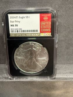 2024 Silver Eagle Star Privy MS70 official red book slab