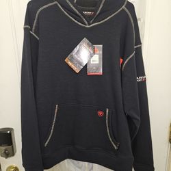 BRAND NEW WHITH TAGS ARIAT FR POLARTEC MEN'S HOODIE SIZE LARGE REGULAR 