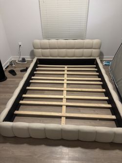 Queen Upholstered Cloud Platform Bed Frame, Beige