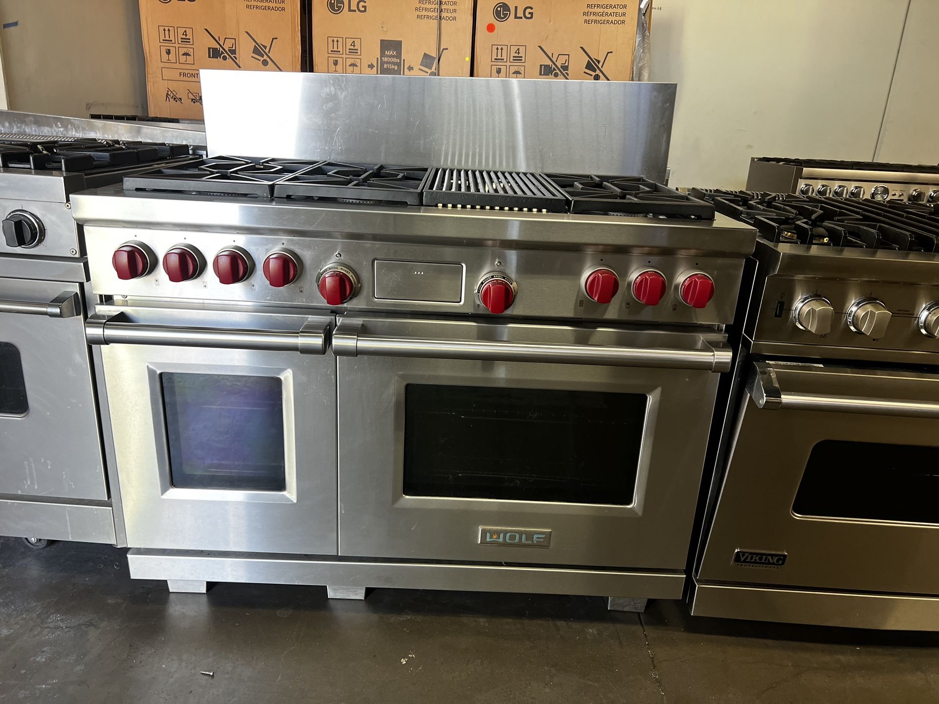 Wolf 48”Wide Dual Fuel Range Stove Stainless Steel With Grill