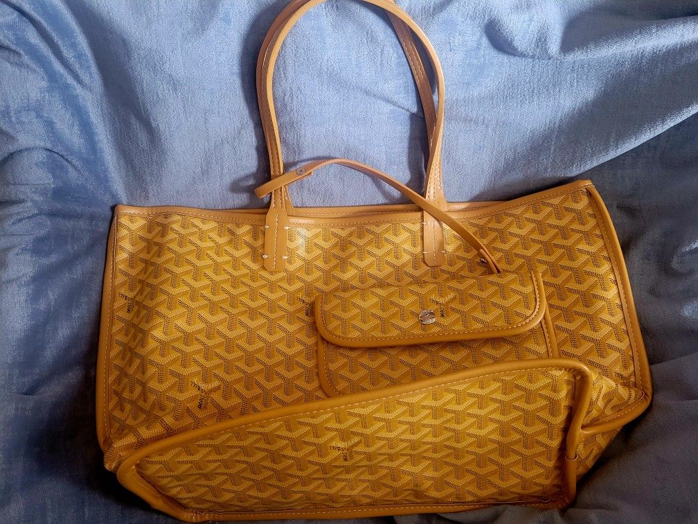 Large Yellow Tote With Attached Wristlet