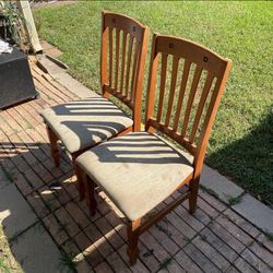 2 Old Vintage Wooden Dining Chairs