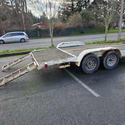 Flatbed Trailer With Ramps, Brakes, And Title