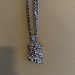 20inch Moissanite  Miami Cuban Chain Jesus Piece 