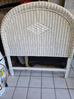 White Wicker Arched Twin Headboard