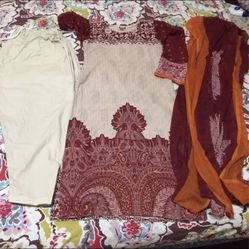 Pakistani Indian Shalwar Kameez Dress Outfit Cotton Chiffon Duppata 