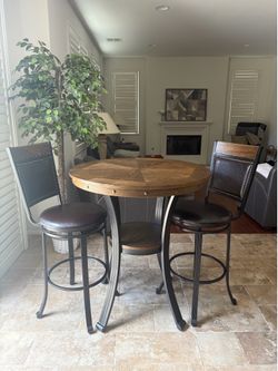 Pub Table + 2 Matching Swivel Bar Stools – Powell Franklin Set