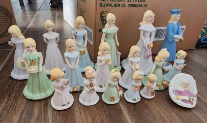 1981 Enesco Growing Up Birthday Girls Full Set Blonde
