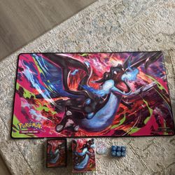 Charizard UPC mat, Sleeves, Coin, Dice Set 