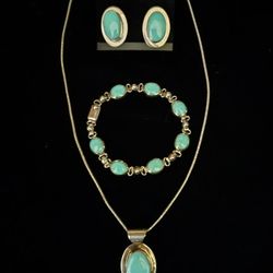 Beautiful Turquoise and Sterling Silver Jewelry Set 