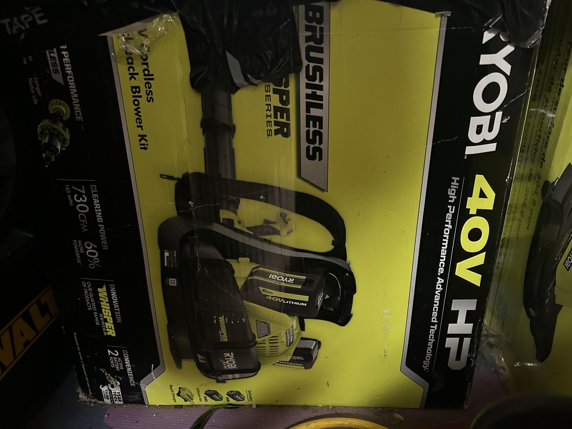 RYOBI 40V HP Brushless Whisper Series 165 MPH 730 CFM Cordless Battery Backpack Blower