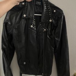 Studded leather jacket