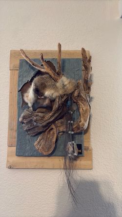Mixed Media Driftwood and Fur Wall Art