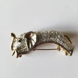 Vintage Elephant Pin/brooch Silver Gold