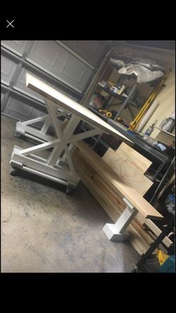 6 ft farmhouse table and one bench