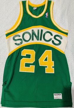 Vtg Tom Chambers Sandknit Seattle Super Sonics Screenprinted Jersey