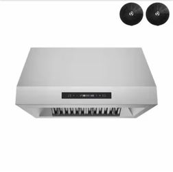 Brand New 30 in. 350 CFM Dezzo Ductless Under Cabinet Range Hood in Brushed Steel, Baffle Filters, Touchpad Control, LED Light