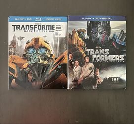 Transformers movies Blu-Ray DVD and digital copy. Sold together.