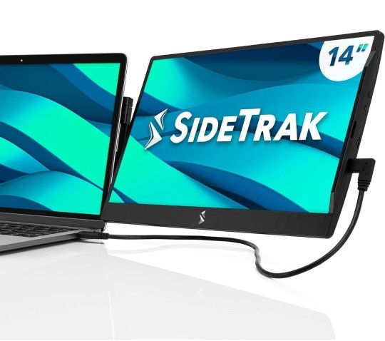 SideTrak Swivel 14” Attachable Portable Monitor with Screen Protector | FHD Dual Screen for Laptop | Patented Swivel Attachment | Mac, PC & Chrome Com