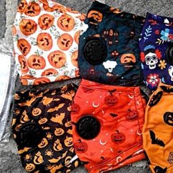 6 Pack Halloween Face Mask with Inserts. Pumpkins, Day of the Dead, Bats
